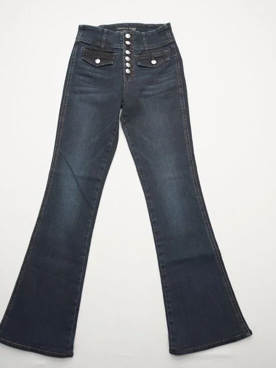 Veronica Beard Beverly Skinny Flare High Rise Jeans in Dark Ink 25 - Picture 2 of 12